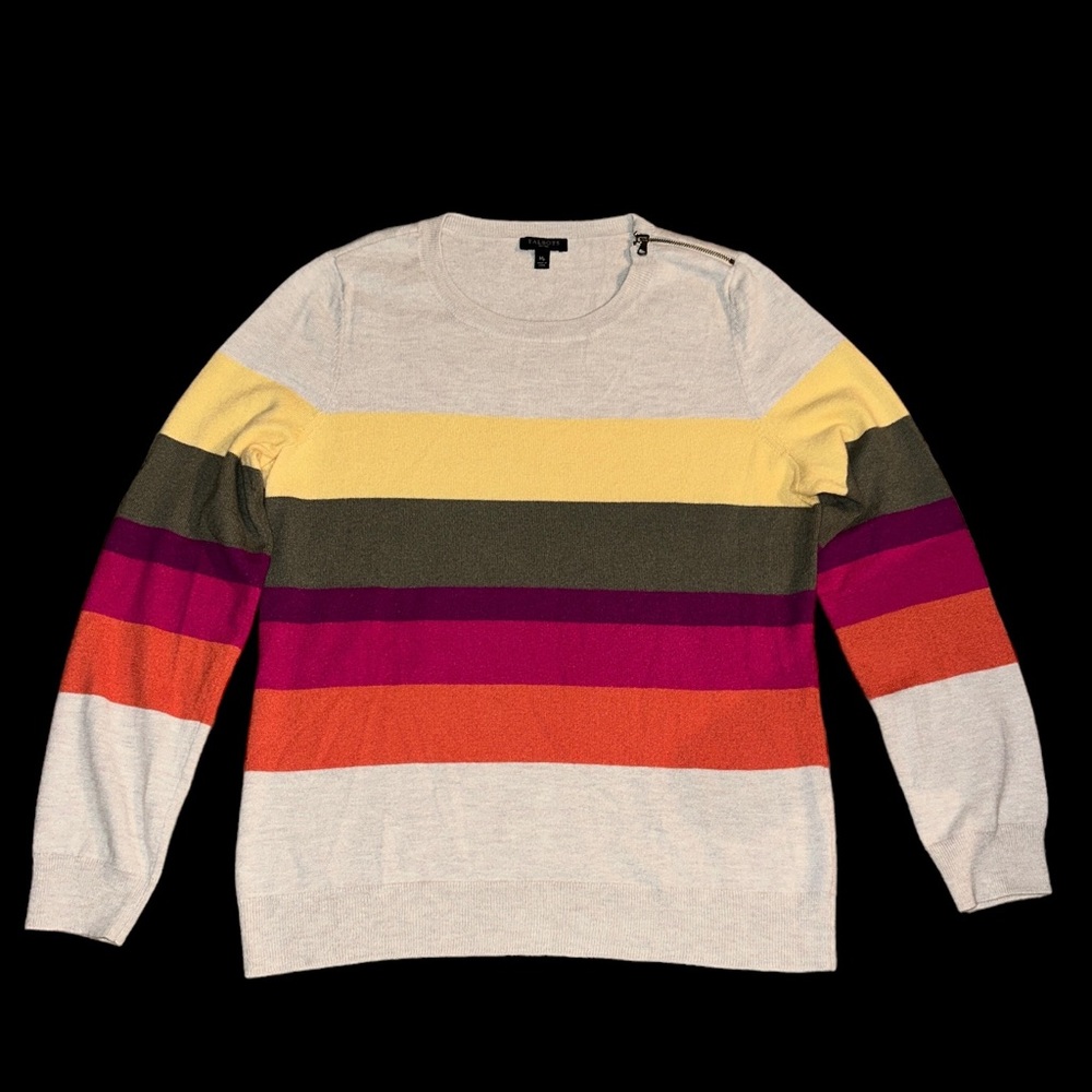 Talbots Striped Crew Neck Lambswool Sweater Size Medium Petite